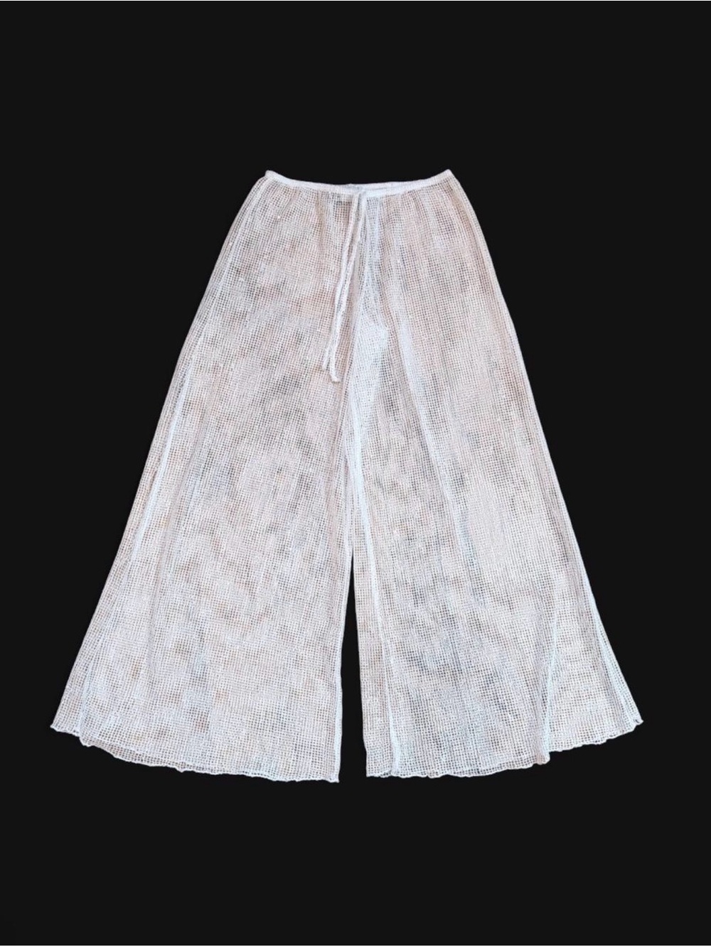 Jordan Taylor White Wide-Leg Mesh Pants Cover Up with Iridescent Sequence Sz S